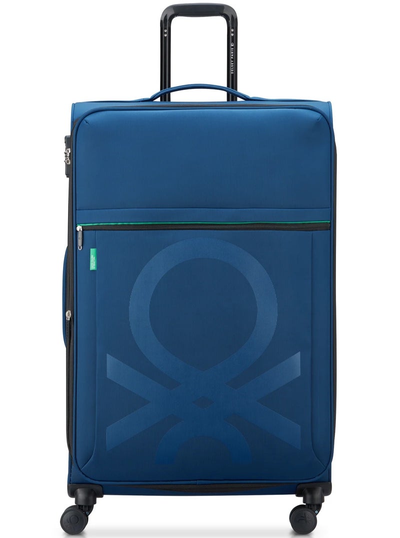 UNITED COLORS OF BENETTON Color Block 81 Cm 4-Double Wheeled Softside Expandable Check-In Luggage Trolley Case - Navy - Image 1